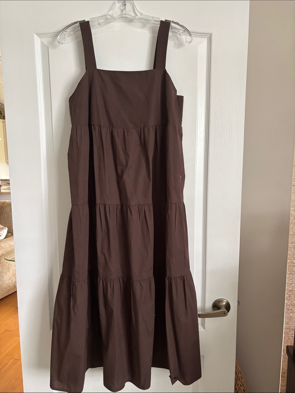 Girls Brown Tiered Cotton-Blend Sundress with Wide Straps